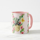 Tropical Pineapple Sunglasses Flowers Tasse (VorderseiteRechts)