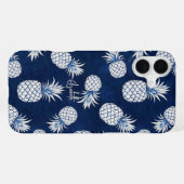 Tropical Pineapple with Name – Watercolor Style iPhone Hülle (Rückseite (Horizontal))