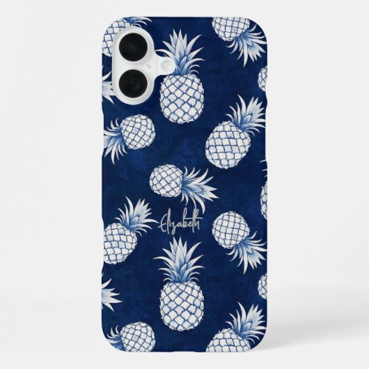 Tropical Pineapple with Name – Watercolor Style iPhone Hülle (Rückseite)