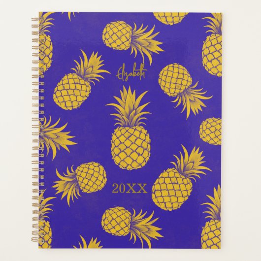 Tropical Pineapple with Name – Watercolor Style Planer (Vorderseite)