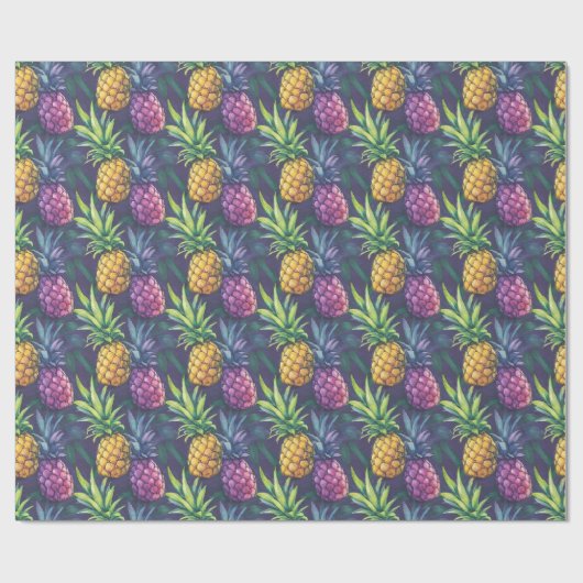 Tropical Pineapple Wrapping Paper Geschenkpapier (Flach)