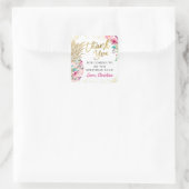 Tropical Pink Ananas Blumengeburt Danke Quadratischer Aufkleber (Tasche)