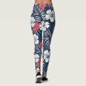 Tropical Pink and Navy Floral Leggings (Rückseite)