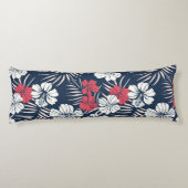 Tropical Pink and Navy Floral Seitenschläferkissen (Rückseite)