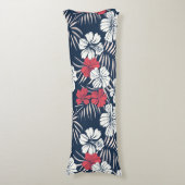 Tropical Pink and Navy Floral Seitenschläferkissen (Vorderseite Vertikal)