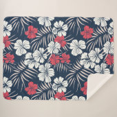 Tropical Pink and Navy Floral Sherpadecke (Vorderseite (Horizontal))