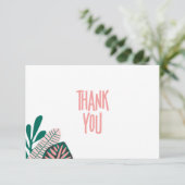 Tropical Pink Blätter Kinderdusche Danke Karte (Stehend Vorderseite)