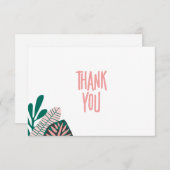 Tropical Pink Blätter Kinderdusche Danke Karte (Vorne/Hinten)