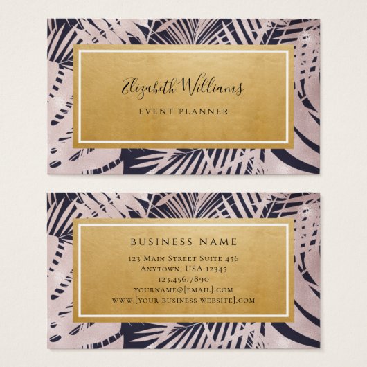 Tropical Pink Blue Event Planner Business Card (Vorne & Hinten)