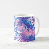 🌺 Tropical Pink & Blue Floral Pattern - Fresh & V Kaffeetasse (VorderseiteRechts)