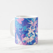 🌺 Tropical Pink & Blue Floral Pattern - Fresh & V Kaffeetasse (Vorderseite Links)