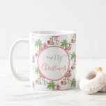 Tropical Pink Christmas Flamingo Blue Weihnachtsma Kaffeetasse<br><div class="desc">Tropisch rosa Weihnachten Flamingo Blue Weihnachtsmannmütze Palm Tree Coffee Tasse.</div>