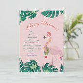 Tropical Pink Christmas Flamingo Weihnachtsmannmüt Feiertagskarte (Stehend Vorderseite)