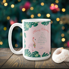 Tropical Pink Christmas Flamingo Weihnachtsmannmüt Kaffeetasse