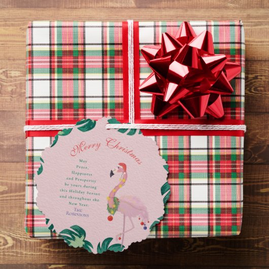Tropical Pink Christmas Flamingo Weihnachtsmannmüt Ornament Karte (Insitu (Geschenk))