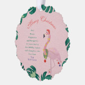 Tropical Pink Christmas Flamingo Weihnachtsmannmüt Ornament Karte (Links)