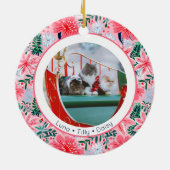 Tropical Pink Christmas Floral 2 Family Photos Keramik Ornament (Hinten)
