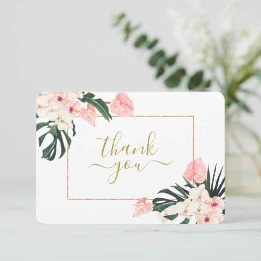 Tropical Pink Danke Karte (Stehend Vorderseite)