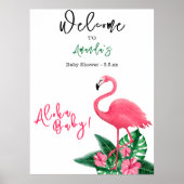 Tropical Pink Flamingo Aloha Baby Dusche - Willkom Poster (Vorne)