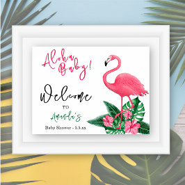 Tropical Pink Flamingo Aloha Baby Dusche - Willkom Poster