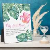 Tropical Pink Flamingo Baby Showspiele Zeichen Fotoplatte (Seite)