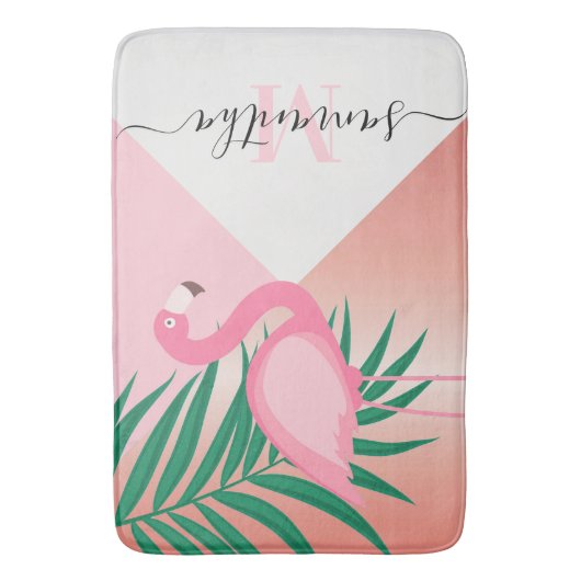 Tropical Pink Flamingo Badematte (Vorderseite Vertikal)