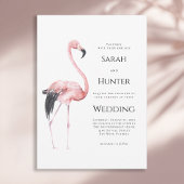 Tropical Pink Flamingo Beach Wedding Einladung