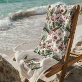 Tropical Pink Flamingo Blumenmuster Elfenbein Strandtuch