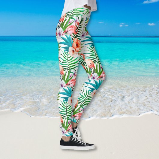 Tropical Pink Flamingo Botanischer Fun Trendy Chic Leggings