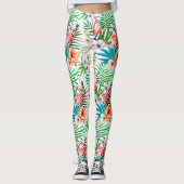 Tropical Pink Flamingo Botanischer Fun Trendy Chic Leggings (Vorderseite)