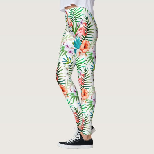Tropical Pink Flamingo Botanischer Fun Trendy Chic Leggings (Links)