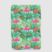 Tropical Pink Flamingo Floral Girl Pattern Golfhandtuch (Vorderseite)