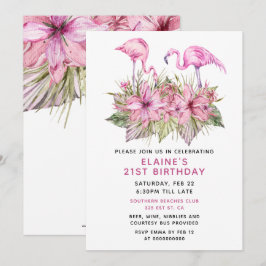 Tropical Pink Flamingo Geburtstagsparty Einladung