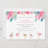 Tropical Pink Flamingo Geburtstagsparty Einladung (Vorderseite)