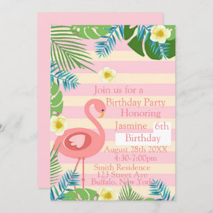 Tropical Pink Flamingo Geburtstagsparty Einladung