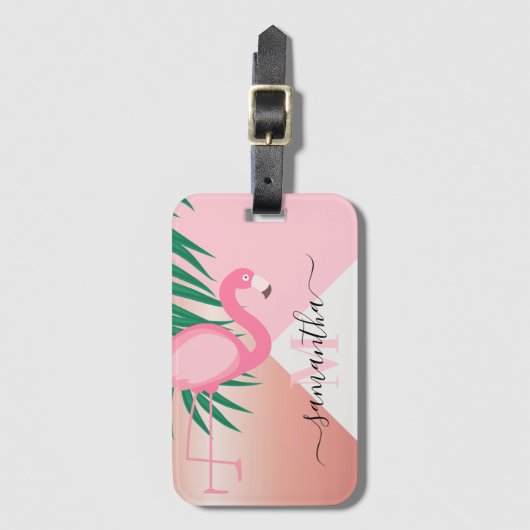 Tropical Pink Flamingo Gepäckanhänger (Vorderseite Vertikal)