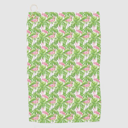 Tropical Pink Flamingo Golfhandtuch (Vorderseite)