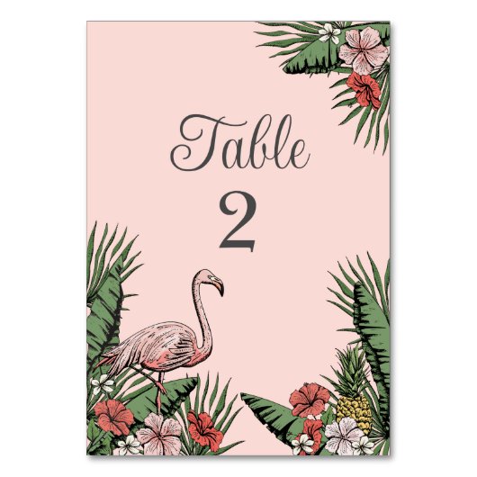 Tropical Pink Flamingo Luau Tischnummer Cards (Rückseite)