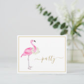 Tropical Pink Flamingo No Gifts Empfang Party Einladung (Stehend Vorderseite)