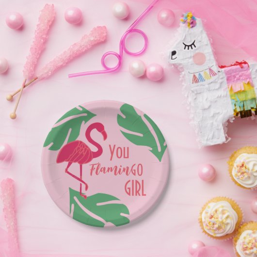 Tropical Pink Flamingo Pappteller (Party)