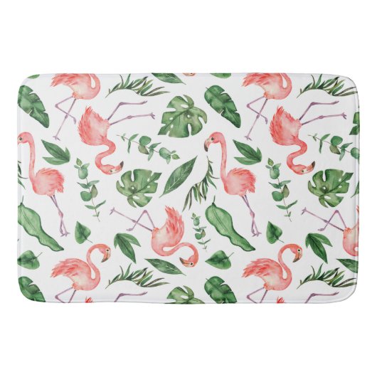 Tropical Pink Flamingo Pattern v2 Badezimmer Badematte (Vorderseite)