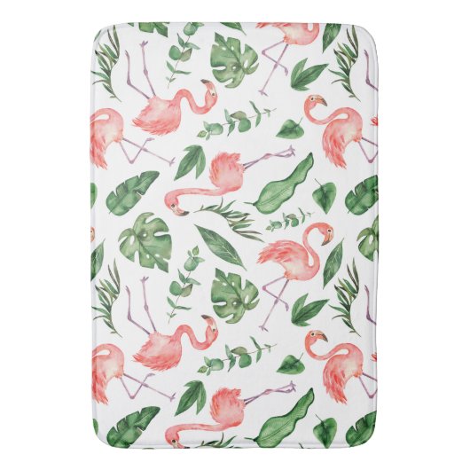 Tropical Pink Flamingo Pattern v2 Badezimmer Badematte (Vorderseite Vertikal)