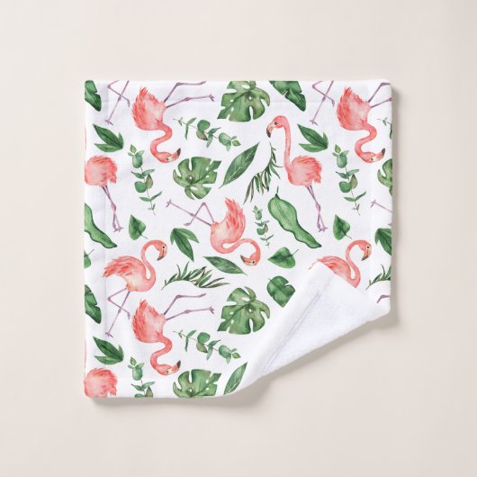 Tropical Pink Flamingo Pattern v2 Badezimmer Badhandtuch Set (Waschlappen)
