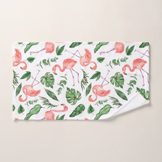 Tropical Pink Flamingo Pattern v2 Badezimmer Badhandtuch Set (Handtuch)