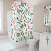 Tropical Pink Flamingo Pattern v2 Badezimmer Duschvorhang (Beispiel)