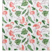 Tropical Pink Flamingo Pattern v2 Badezimmer Duschvorhang (Vorderseite)