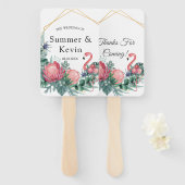 Tropical Pink Flamingo Peony Wedding Vielen Dank Fächer (Vorne und Hinten)