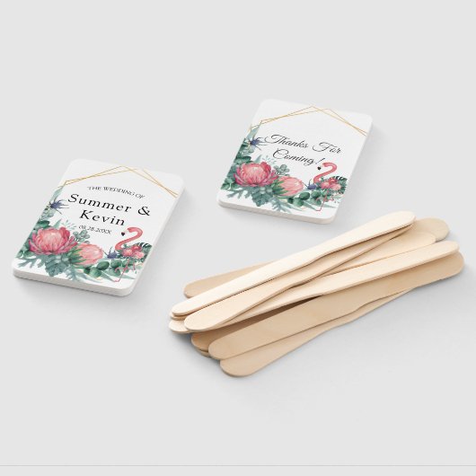 Tropical Pink Flamingo Peony Wedding Vielen Dank Fächer (Non-assembled)