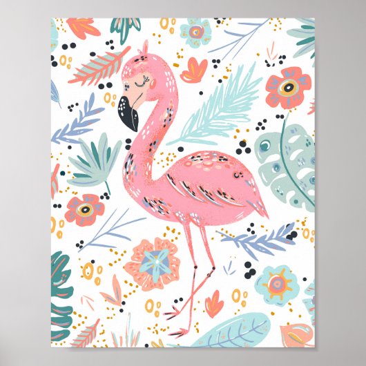 Tropical Pink Flamingo Poster (Vorne)