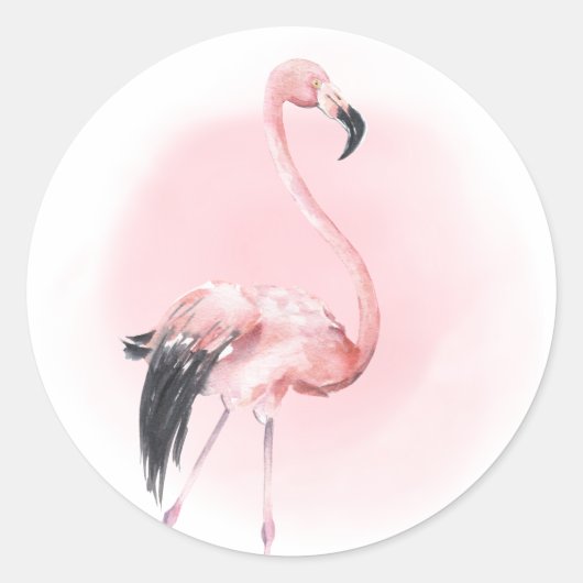 Tropical Pink Flamingo Runder Aufkleber (Vorderseite)